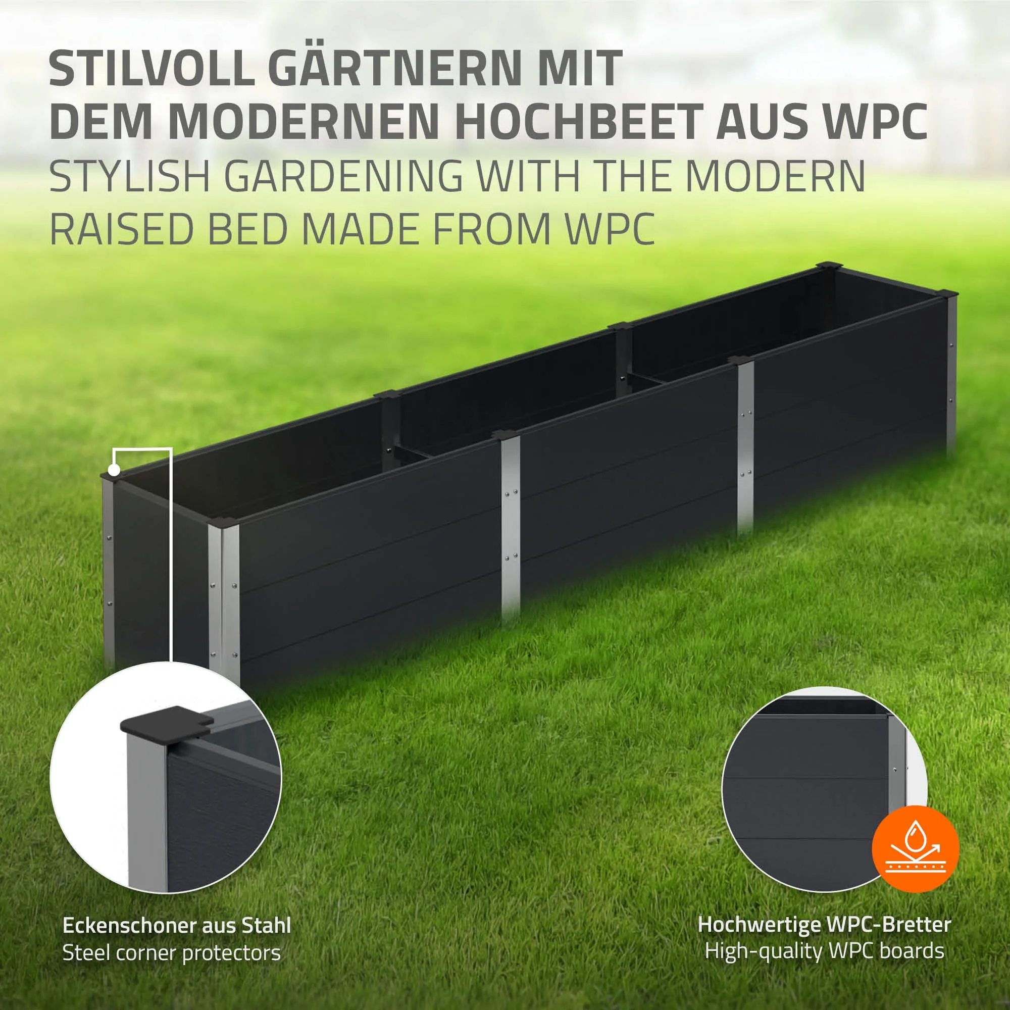 Hochbeet 300x50x54 cm Anthrazit aus WPC ML-Design - Image 5
