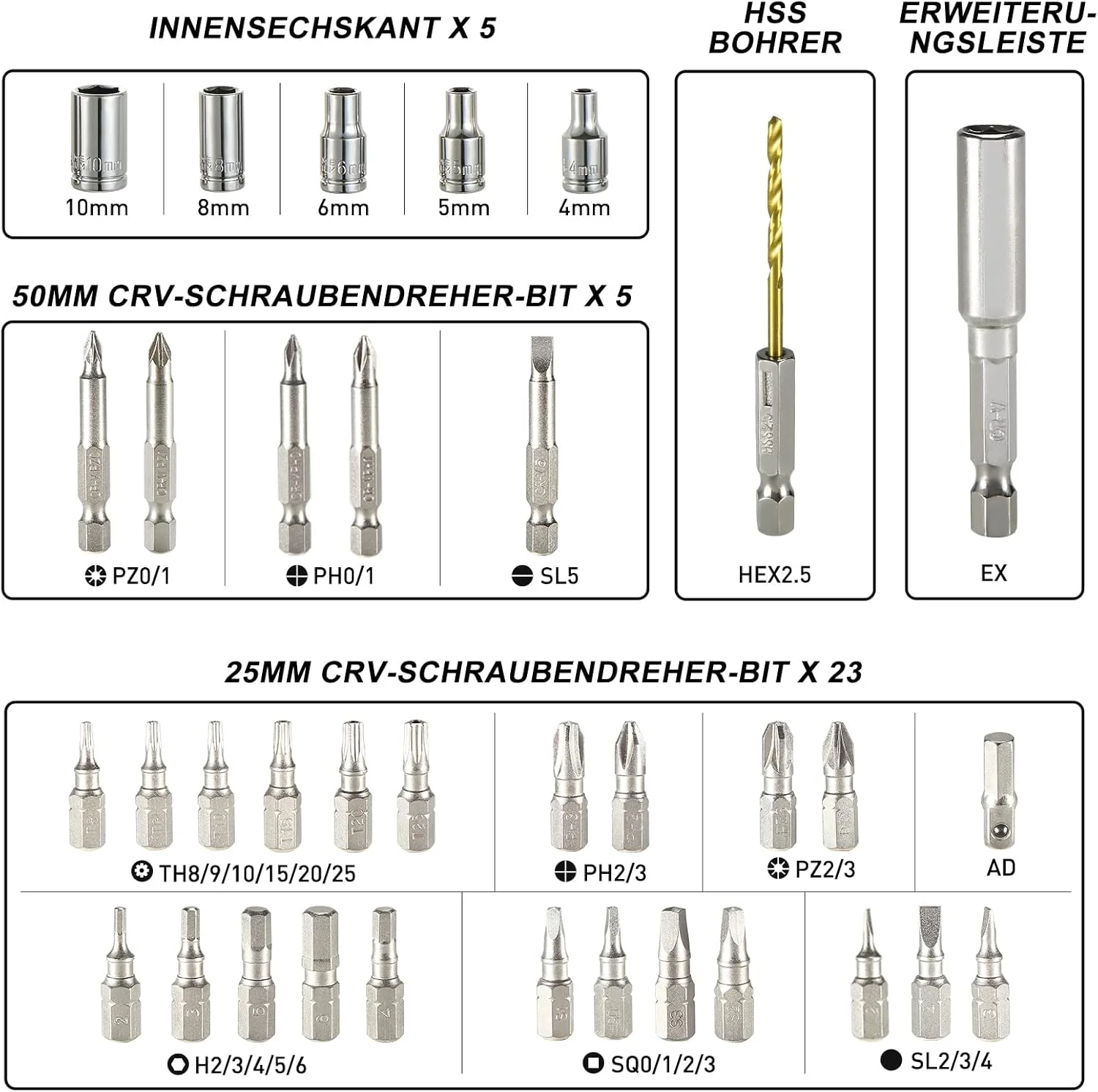 Hychika Akku-Schraubendreher, 6 Nm Drehmoment, 2000 mAh Akku (3,6 V Li-Ion) mit 20 Zubehörteilen, LE - Image 5