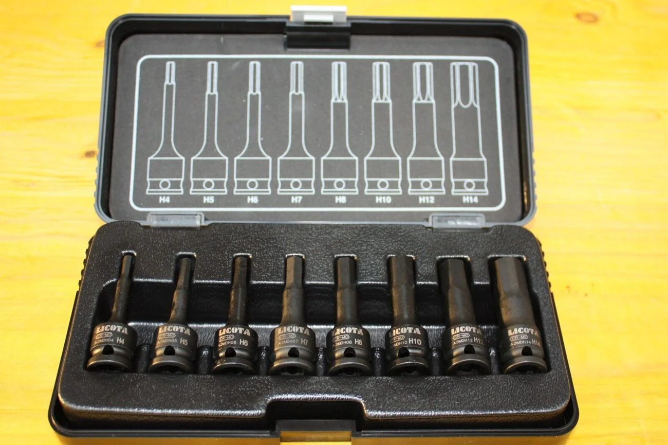 Innensechskant Nuss Set für Schlagschrauber, 3/8 Zoll, H4-H14, 8-teilig, Cr-Mo