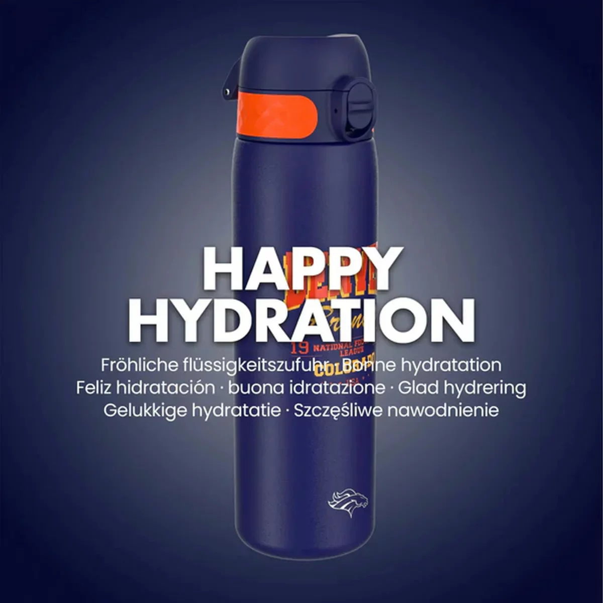 ION8 Denver Broncos NFL schmale auslaufsichere Wasserflasche Edelstahl 600ml - Image 4