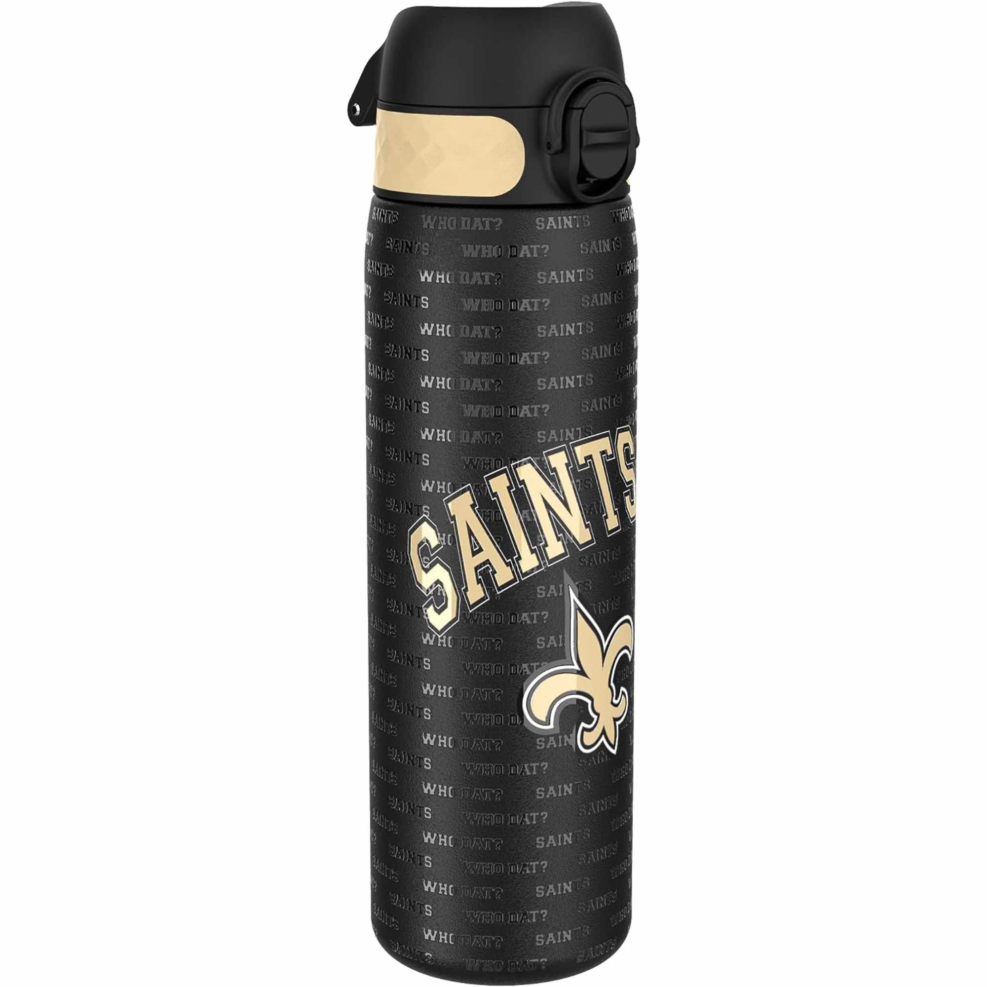ION8 New Orleans Saints NFL schmale auslaufsichere Wasserflasche, Edelstahl 600ml