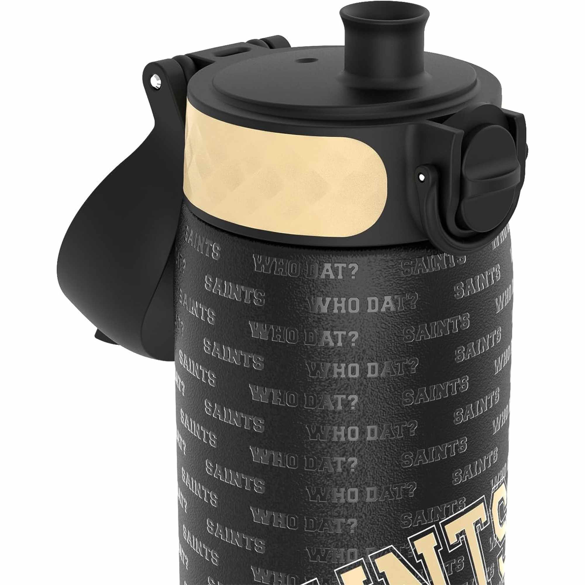 ION8 New Orleans Saints NFL schmale auslaufsichere Wasserflasche, Edelstahl 600ml - Image 3