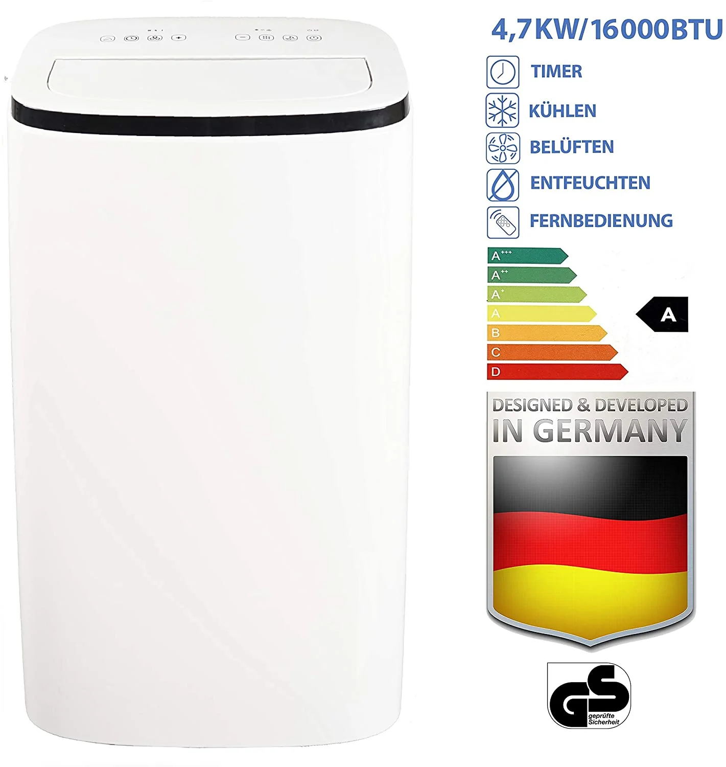 JUNG AIR TV08 mobiles Klimagerät mit Fernbedienung, 4,7KW-16000BTU, Klimaanlage mobil - Image 3