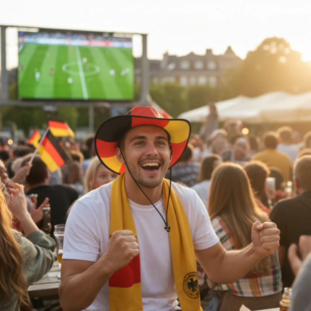 JUNG Cowboy Hut Deutschland Fan Faltbar Fahne WM 2026 Fußball Mütze Fanartikel Weltmeisterschaft - Image 2