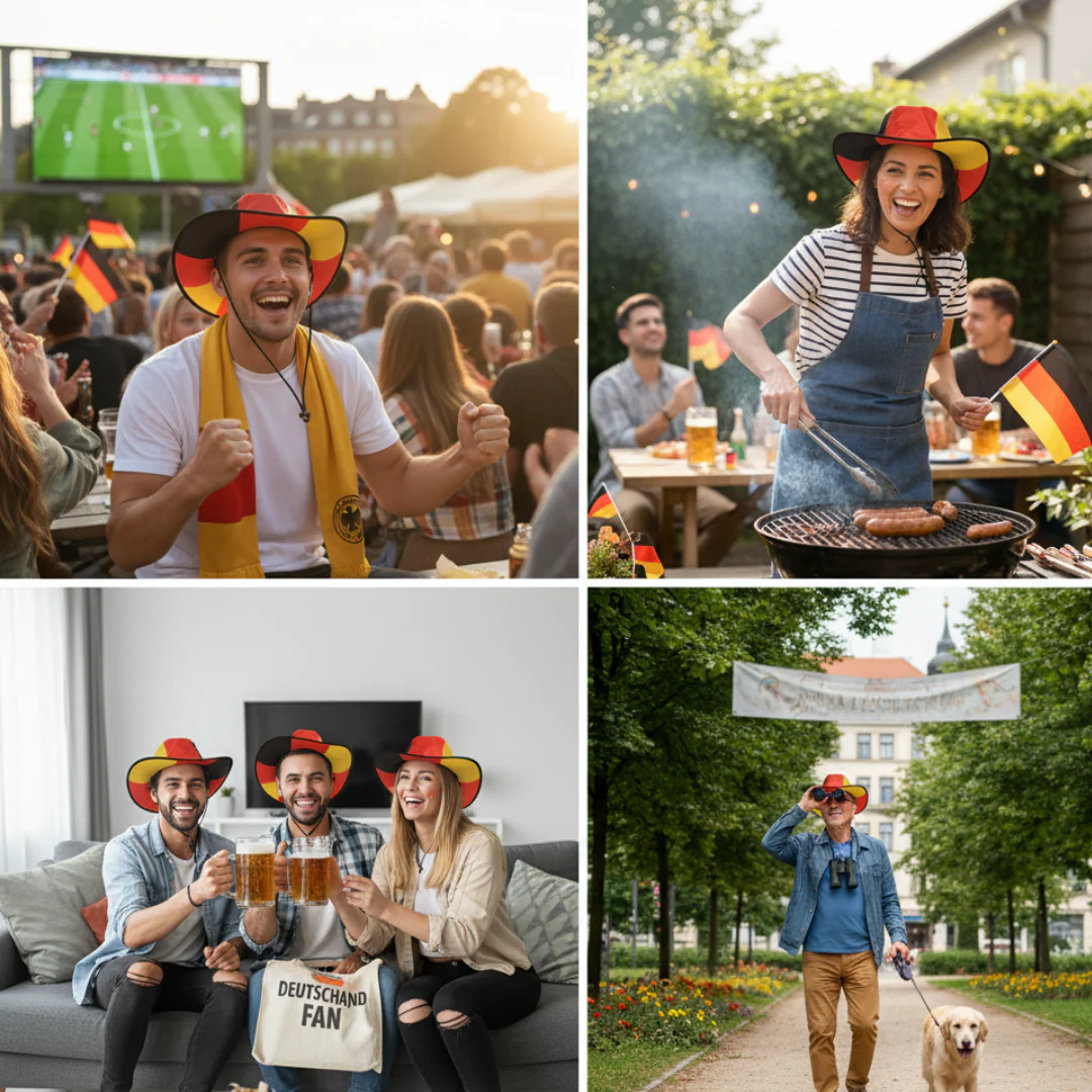 JUNG Cowboy Hut Deutschland Fan Faltbar Fahne WM 2026 Fußball Mütze Fanartikel Weltmeisterschaft - Image 5
