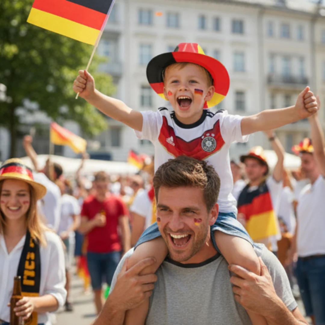 JUNG Cowboy Hut WM 2026 Deutschland Fan Plastik Fahne Flagge Fanartikel Fußball Weltmeisterschaft - Image 3