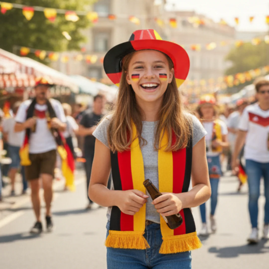 JUNG Cowboy Hut WM 2026 Deutschland Fan Plastik Fahne Flagge Fanartikel Fußball Weltmeisterschaft - Image 4