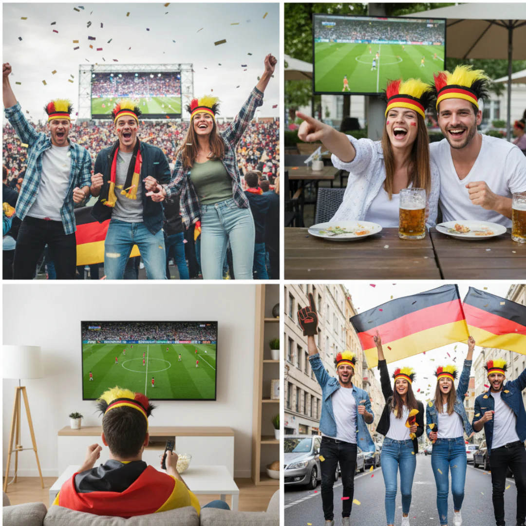 JUNG Deutschland Perücke Fan Fußball WM 2026 Weltmeisterschaft Fahne Flagge Fanartikel Haarperücke - Image 5