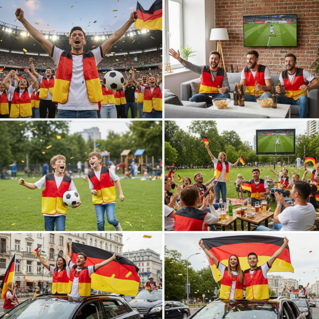 JUNG Fan Weste Deutschland Fußball WM 2026 Weltmeisterschaft Fahne Flagge Fanartikel Weste Kleidung - Image 5