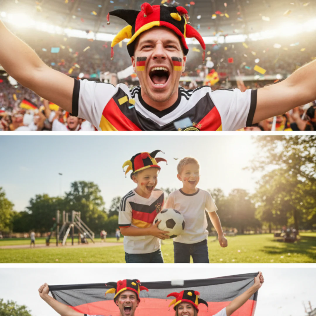 JUNG Filzhut mit Glocke Deutschland Fan Fußball WM 2026 Weltmeisterschaft Fahne Flagge Fanartikel - Image 2