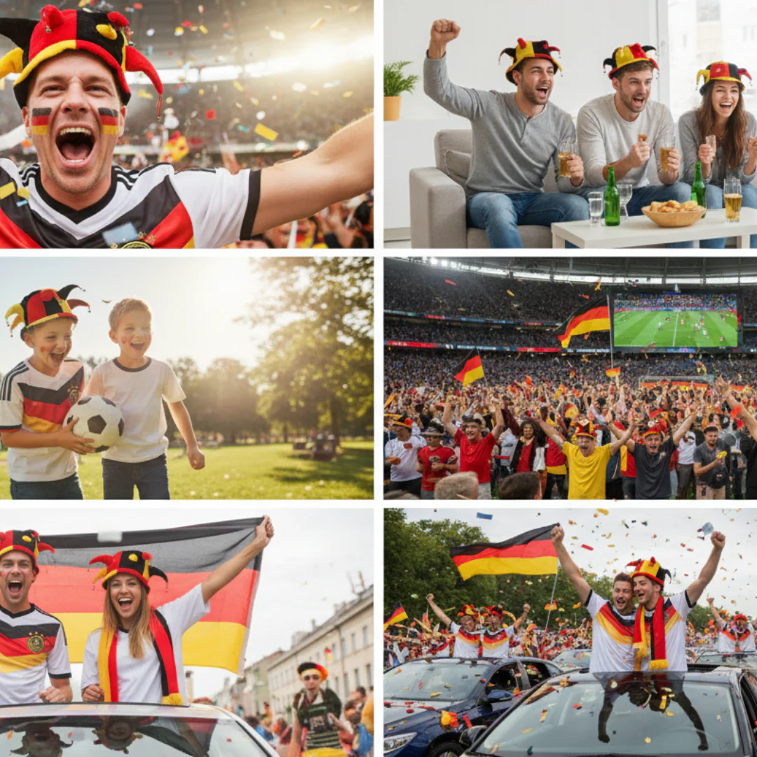 JUNG Filzhut mit Glocke Deutschland Fan Fußball WM 2026 Weltmeisterschaft Fahne Flagge Fanartikel - Image 4