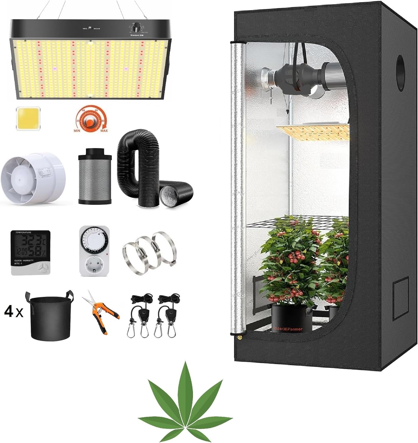 JUNG Growbox Growzelt Indoor 40x40x120 cm GEWÄCHSHAUS Balkon Grow Box nur Tent - Image 3