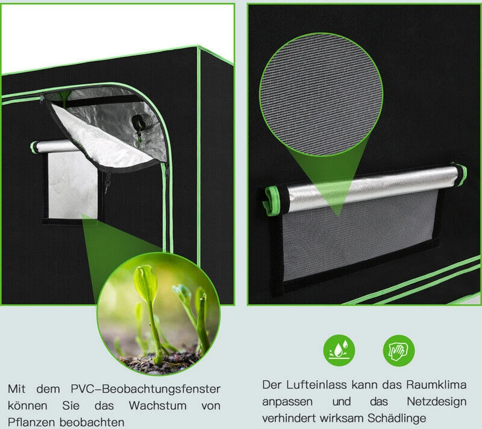 JUNG Growbox Growzelt Indoor 40x40x120cm GEWÄCHSHAUS Balkon Grow Box nur Zelt - Image 40