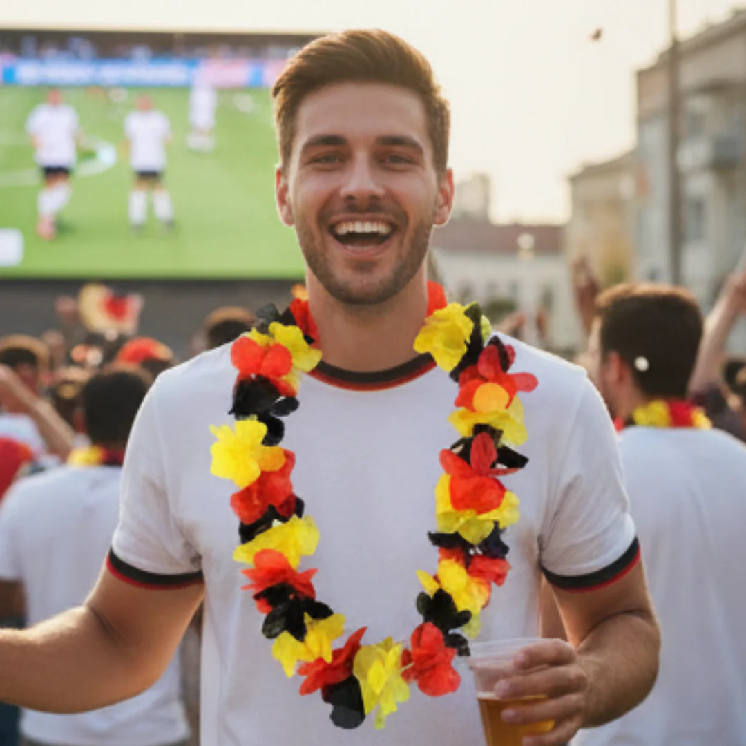JUNG Hawaii Kette 2er Set Deutschland Fan Fußball WM 2026 Weltmeisterschaft Fahne Flagge Fanartikel - Image 4