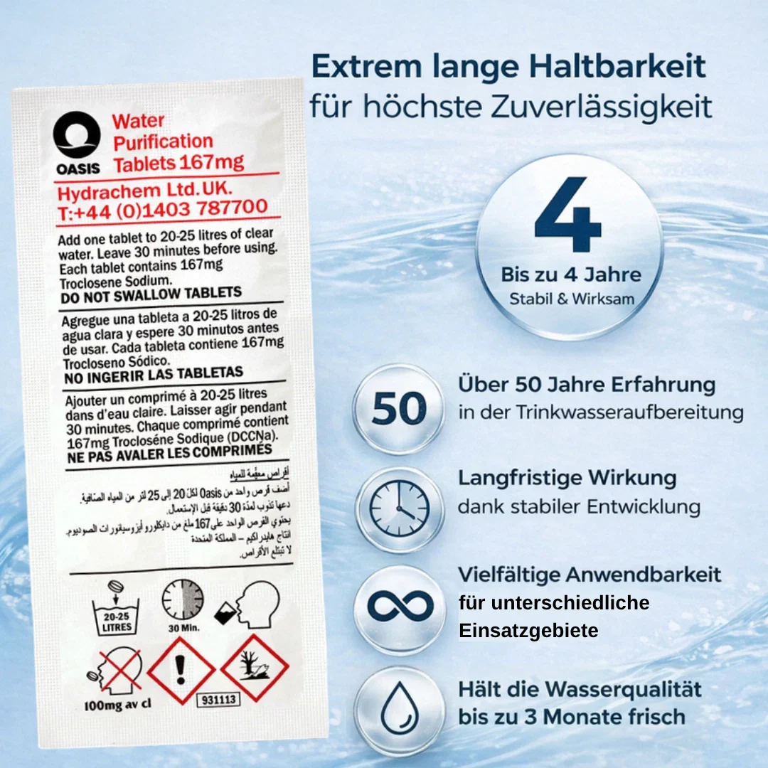 JUNG Oasis 50x25L Tabletten Trinkwasserreinigung Wasseraufbereitung Wasser Chlor - Image 8