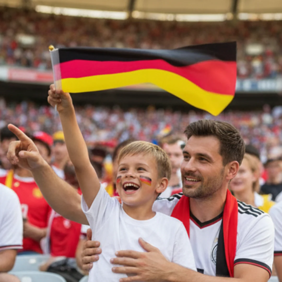 JUNG Tröte mit integrierter Deutschlandfahne Fanartikel Fußball WM 2026 Schwarz Rot Gold lautes - Image 3