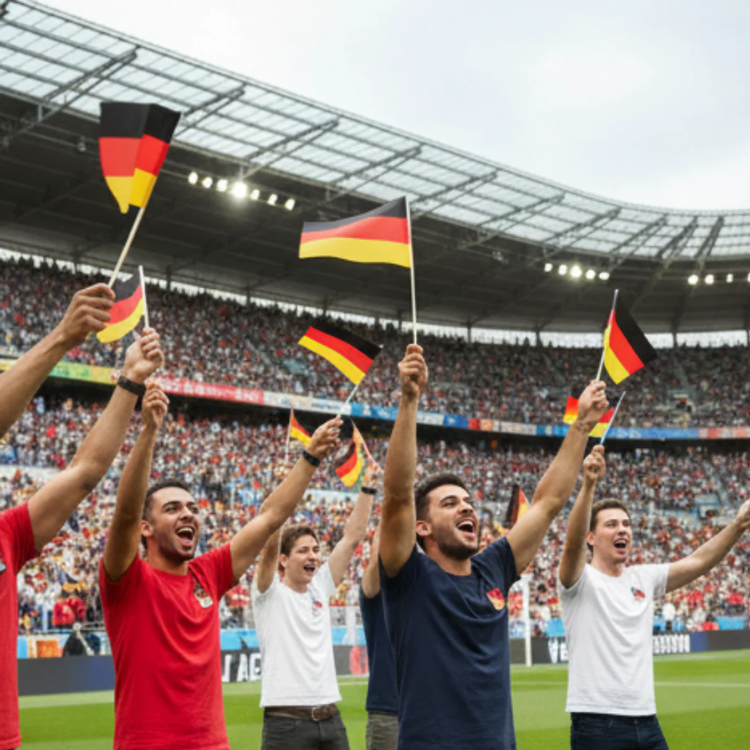 JUNG Tröte mit integrierter Deutschlandfahne Fanartikel Fußball WM 2026 Schwarz Rot Gold lautes - Image 5