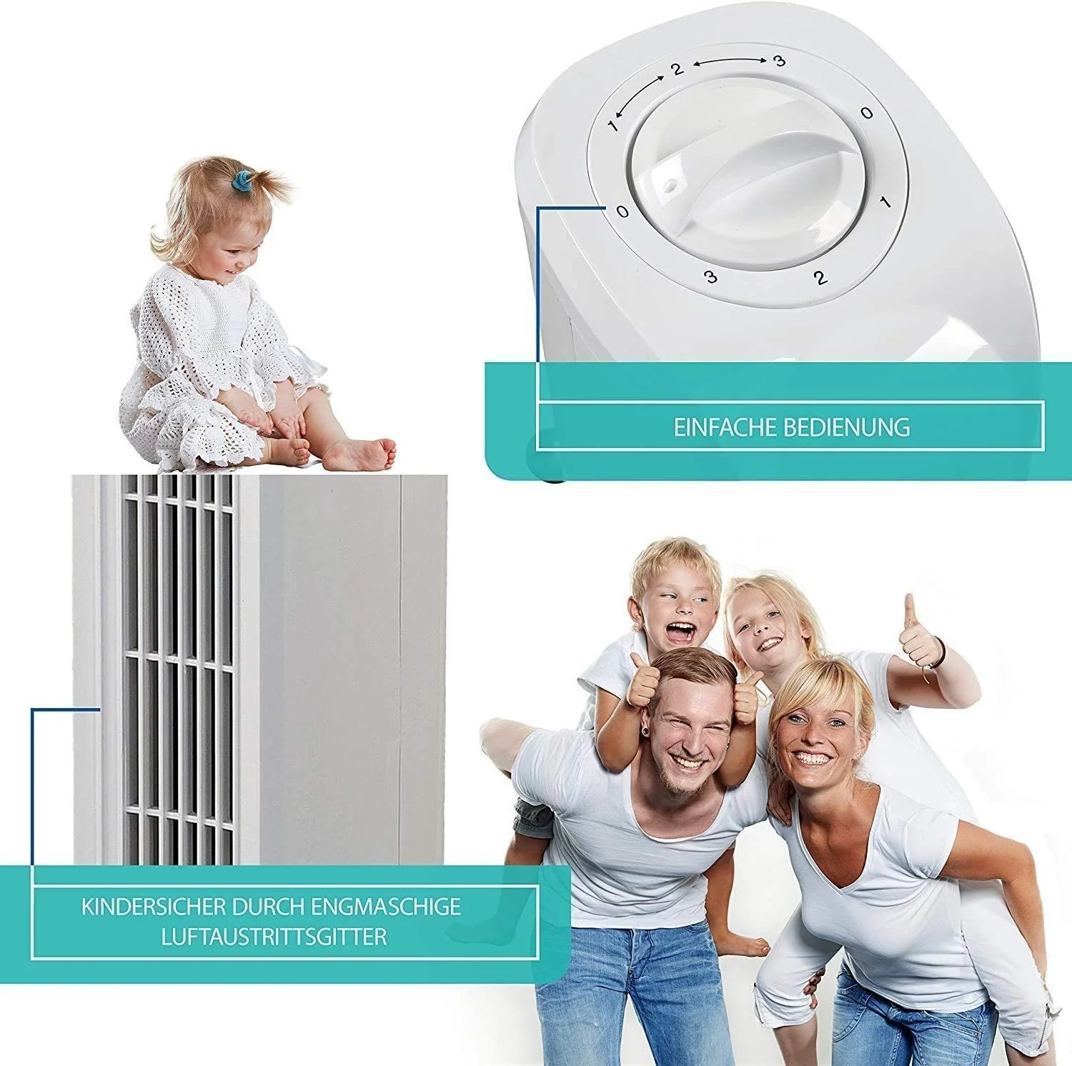 JUNG TV01, Turmventilator 76cm B-Ware, Ventilator leise, Weiss, Energiesparend, Turmlüfter,Fan - Image 7