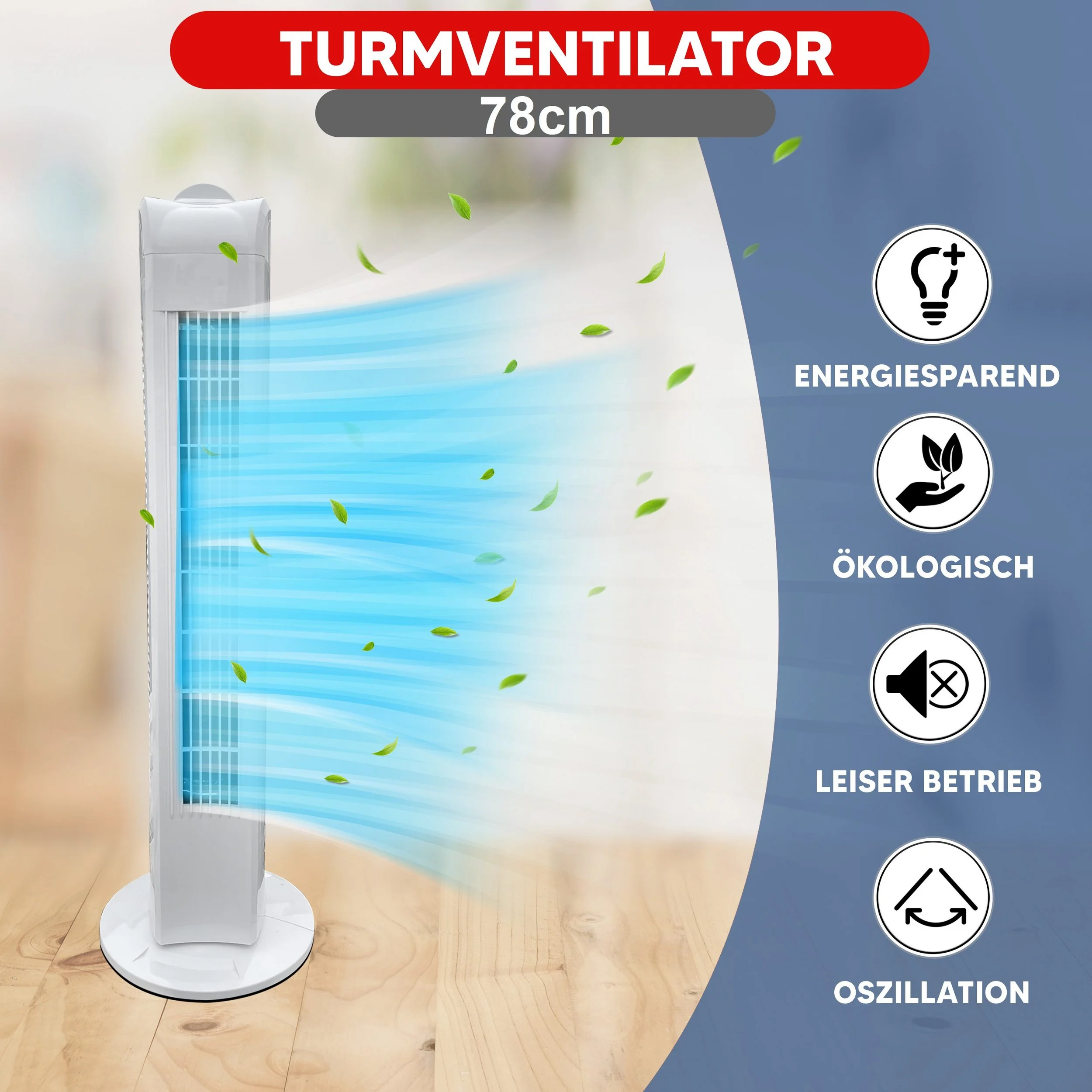 JUNG TV01, Turmventilator 76cm B-Ware, Ventilator leise, Weiss, Energiesparend, Turmlüfter,Fan - Image 8
