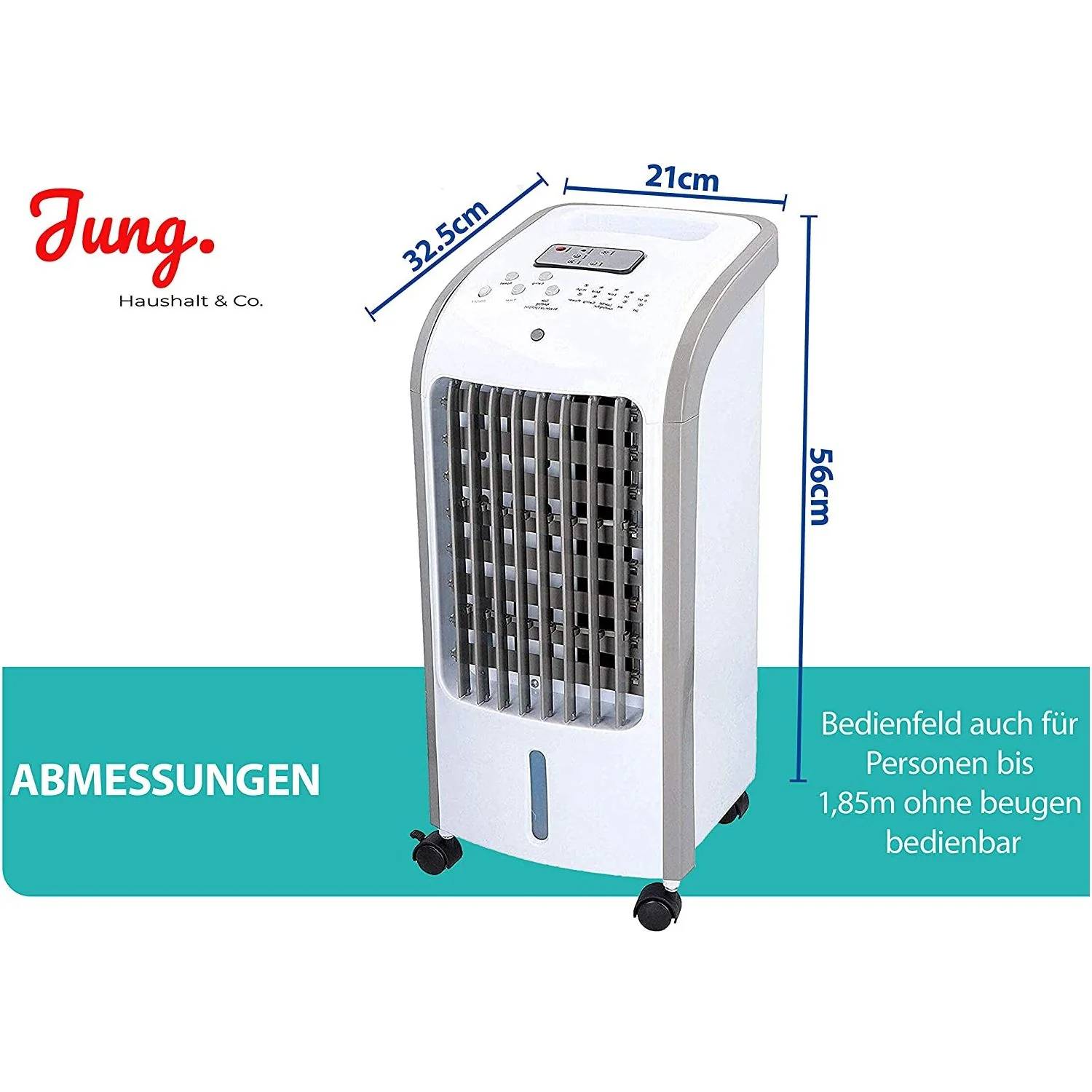 JUNG TVE25 mobiles Klimagerät mit Wasserkühlung mit Fernbedienung, Ventilator Klimaanlage Mobil - Image 4