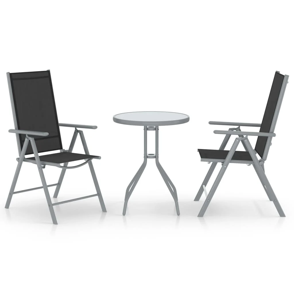 JUNG Vida Bistro-Set Aluminium Textilene Silbern 3-tlg - Image 2