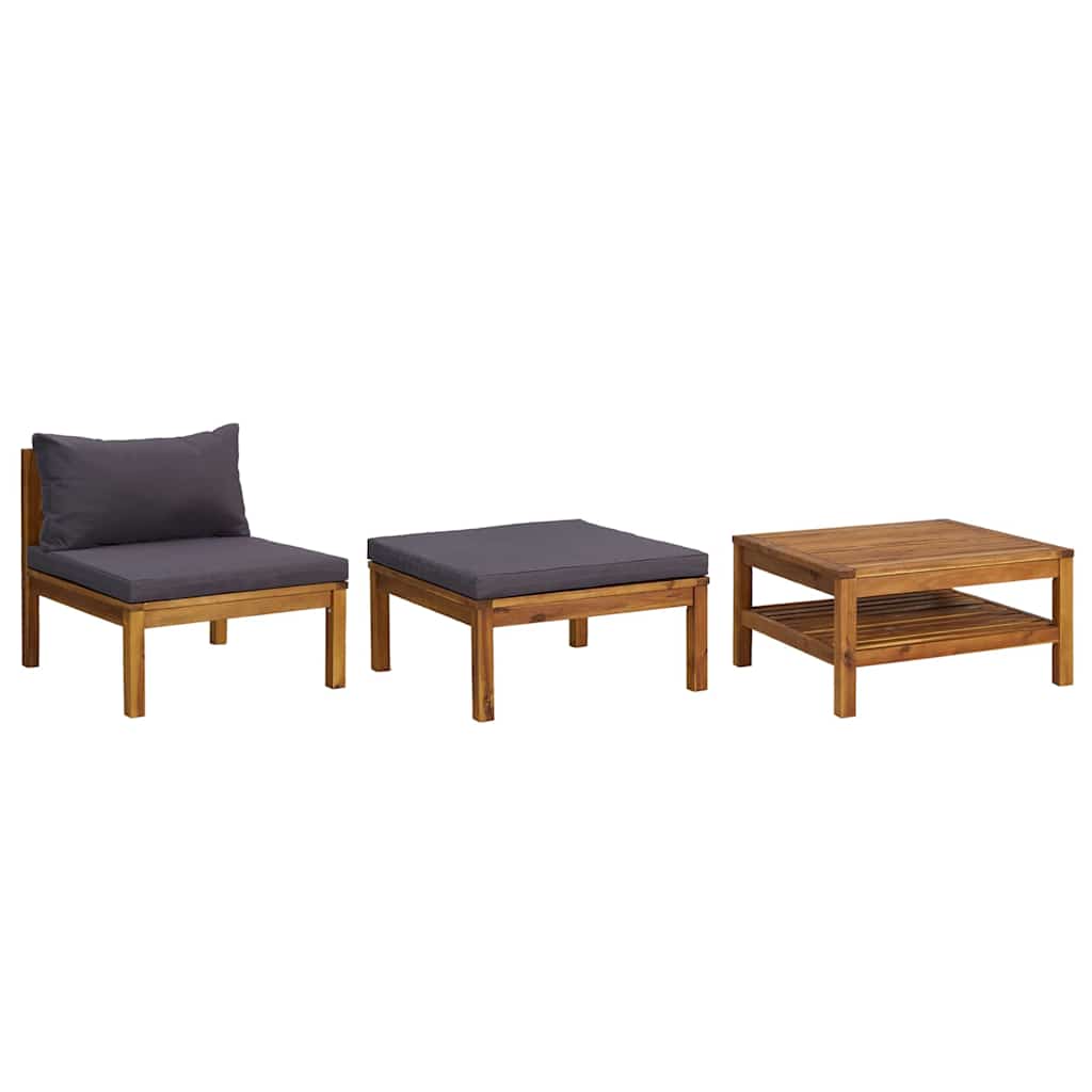 JUNG Vida Garten-Lounge-Set Dunkelgrauen Kissen Akazienholz Dunkelgrauenkissen Sitzkissen
