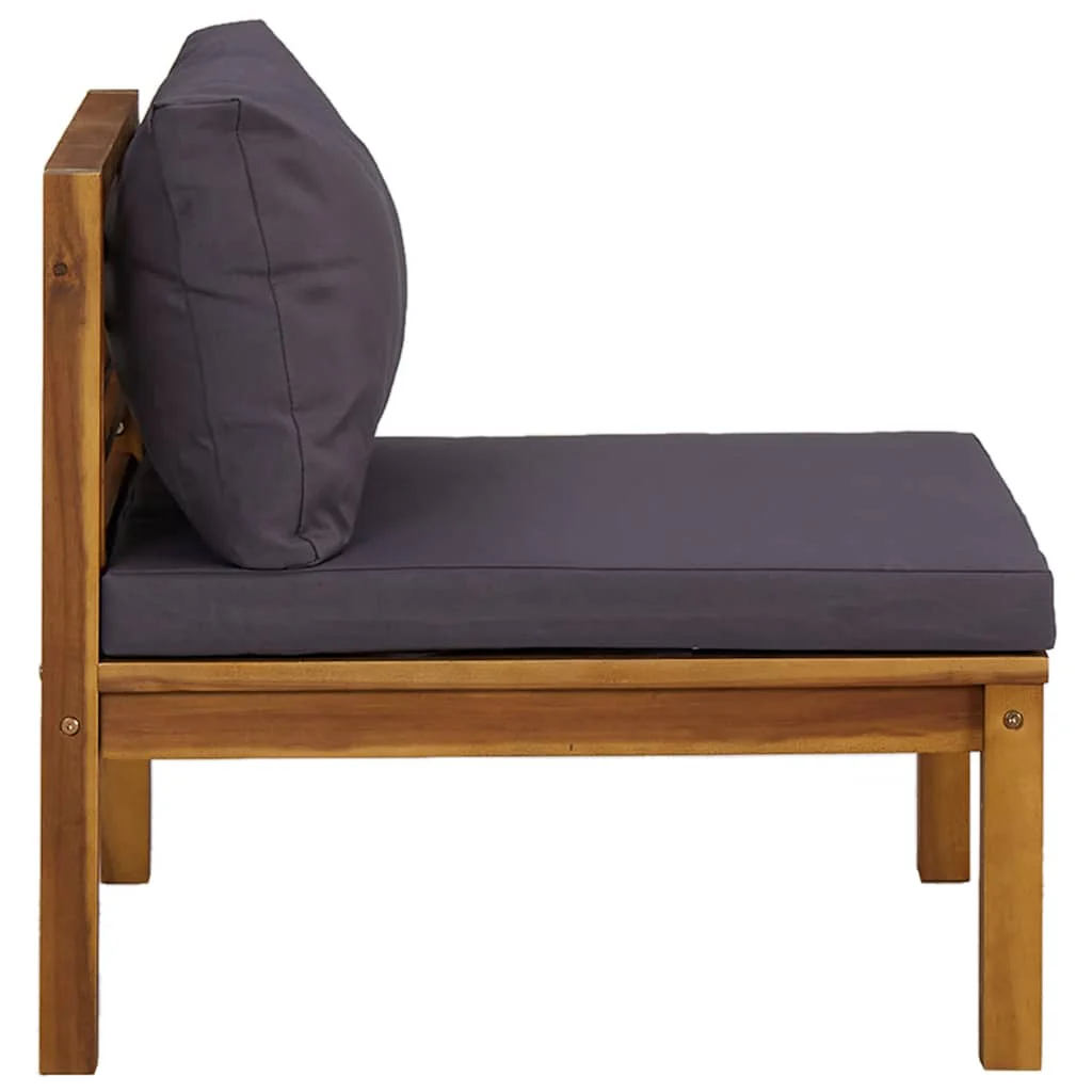 JUNG Vida Garten-Lounge-Set Dunkelgrauen Kissen Akazienholz Dunkelgrauenkissen Sitzkissen - Image 5