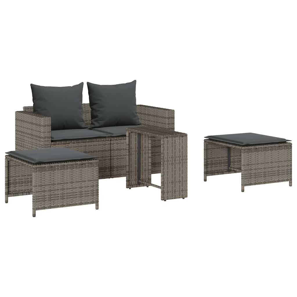 JUNG Vida Garten-Sofagarnitur Kissen Stapelbar Hellgrau Poly Rattan GartenSofagarniturkissen - Image 11