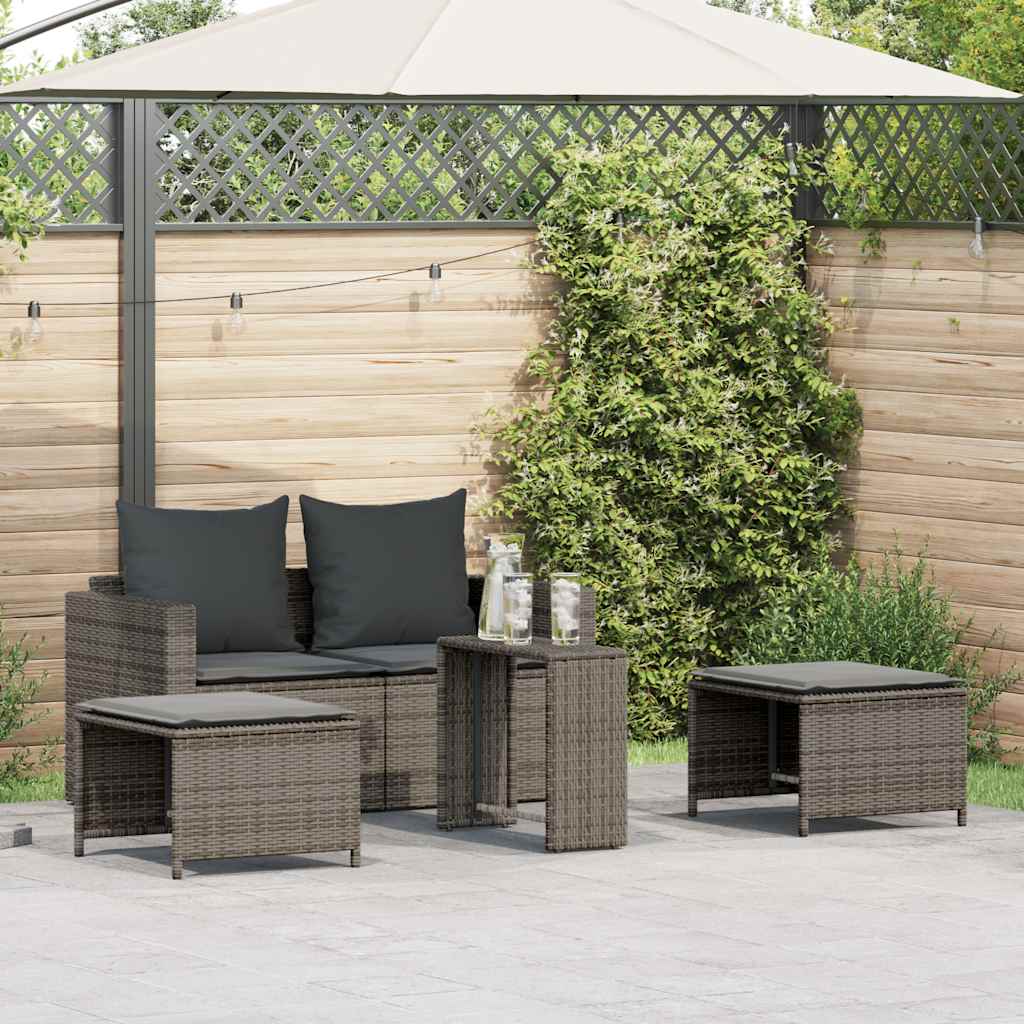JUNG Vida Garten-Sofagarnitur Kissen Stapelbar Hellgrau Poly Rattan GartenSofagarniturkissen - Image 12