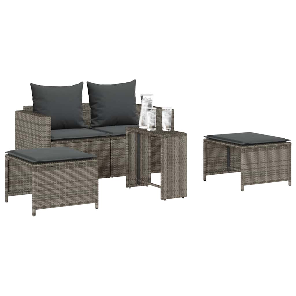 JUNG Vida Garten-Sofagarnitur Kissen Stapelbar Hellgrau Poly Rattan GartenSofagarniturkissen - Image 14