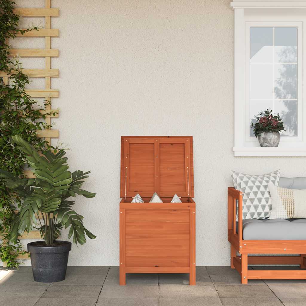 JUNG Vida Gartentruhe Braun Massivholz Tanne 50x49x56,5 cm Garten Balkon Terrasse Außenbereich - Image 2