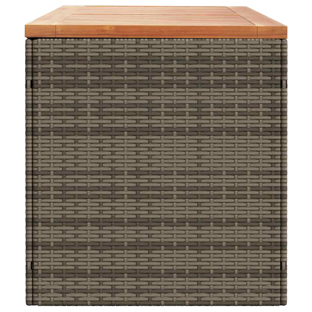 JUNG Vida Gartentruhe Grau Poly Rattan Akazienholz 220x50x54 cm Garten Balkon Terrasse - Image 5