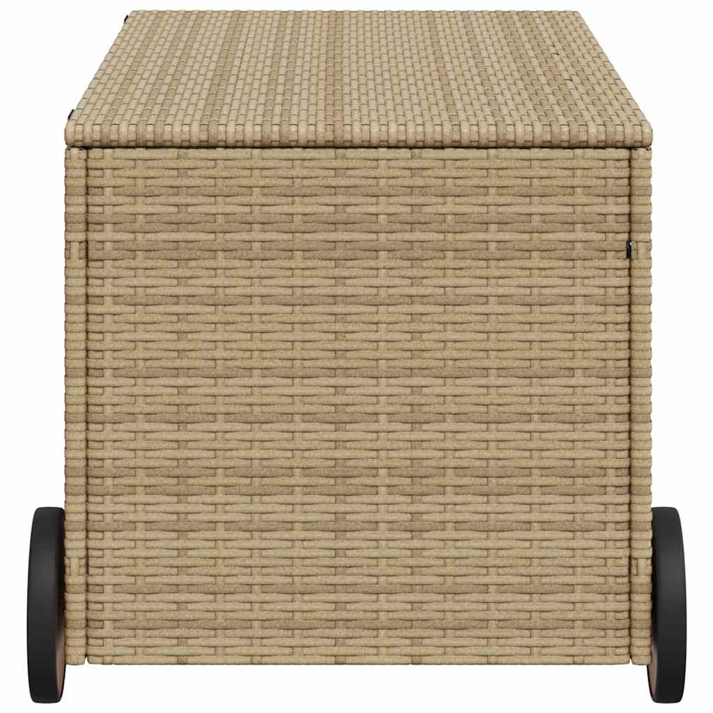JUNG Vida Gartentruhe Rollen Beige 190L Poly Rattan Garten Balkon Terrasse Außenbereich - Image 5