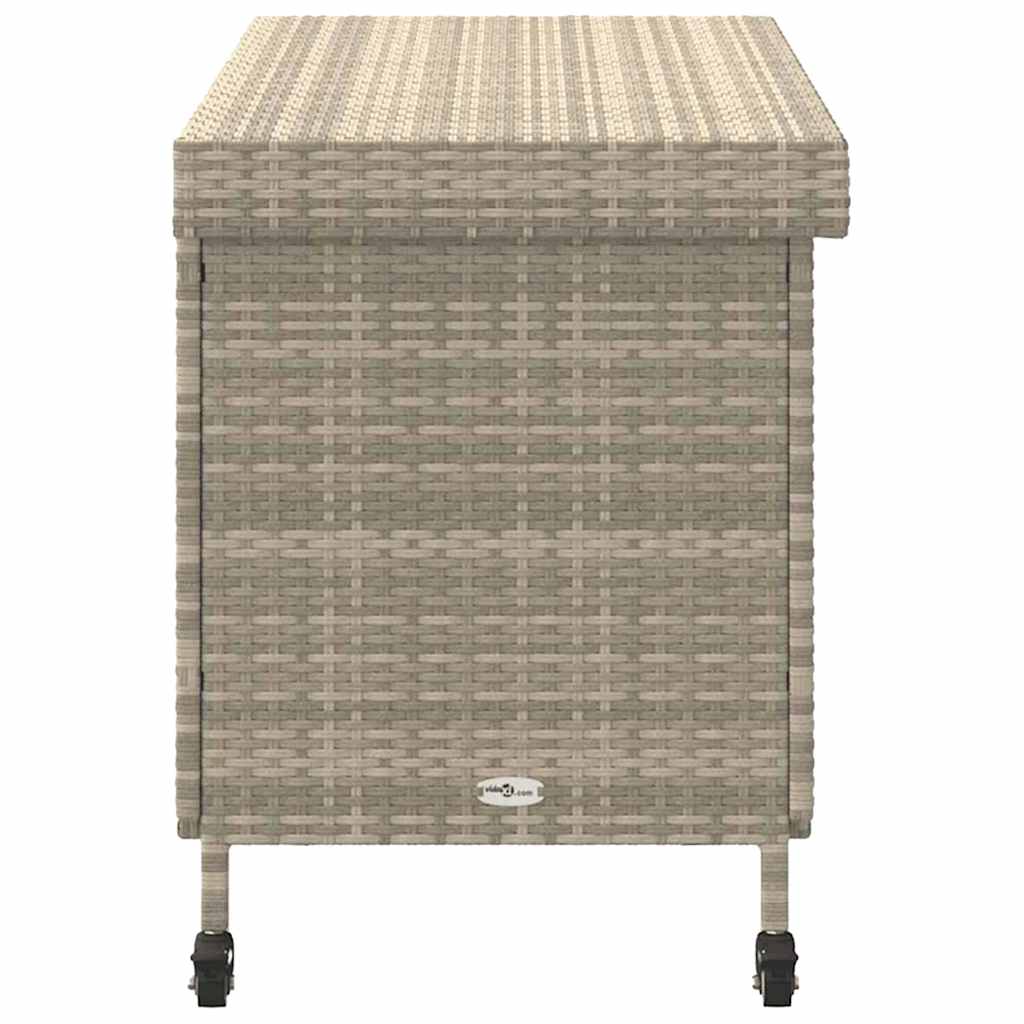JUNG Vida Gartentruhe Rollen Hellgrau Poly Rattan 110x55x73 cm Garten Balkon Terrasse - Image 5