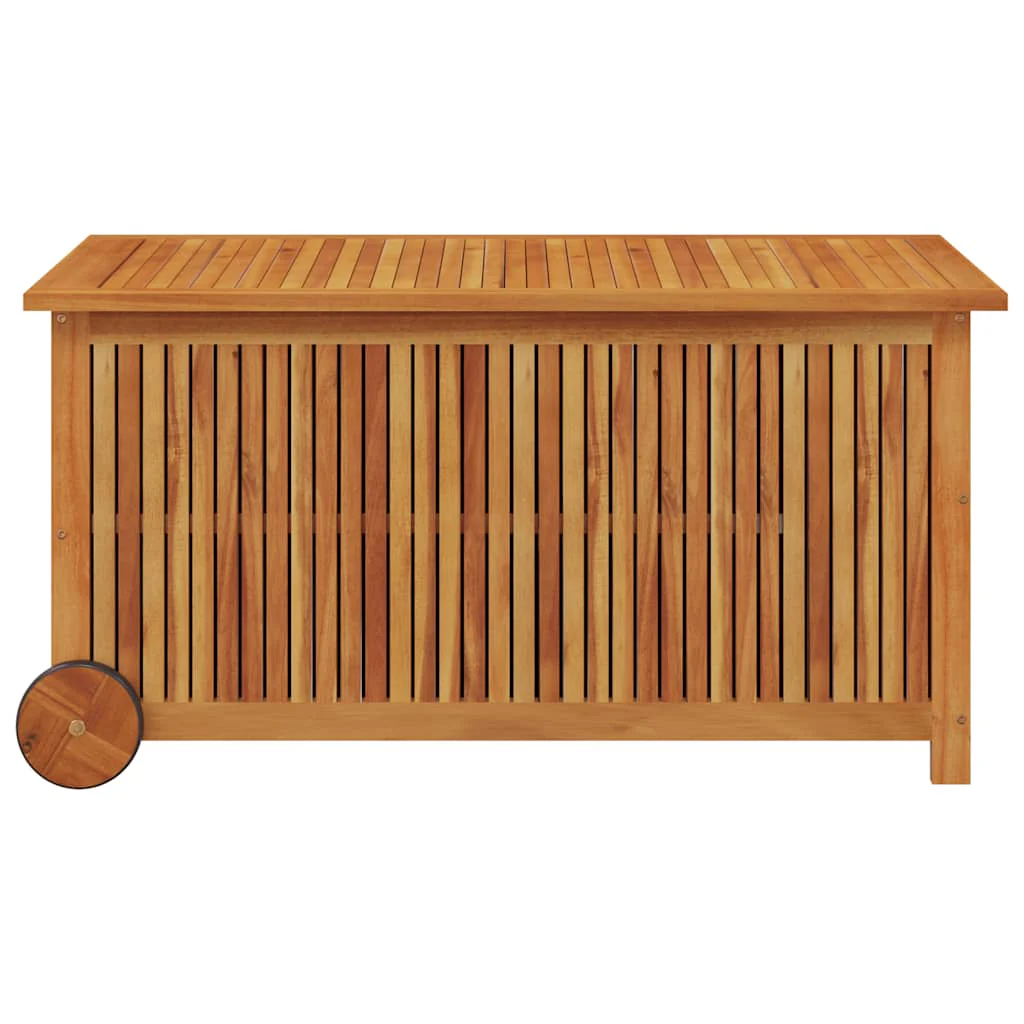 JUNG Vida Gartentruhe Rollen Massivholz Akazie 113x50x58 cm Garten Balkon Terrasse - Image 4