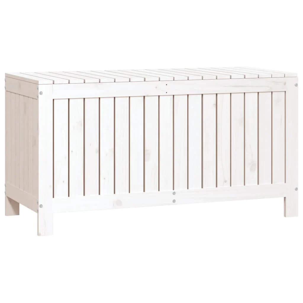 JUNG Vida Gartentruhe Weiß Massivholz Kiefer 115x49x60 cm Garten Balkon Terrasse Außenbereich - Image 5