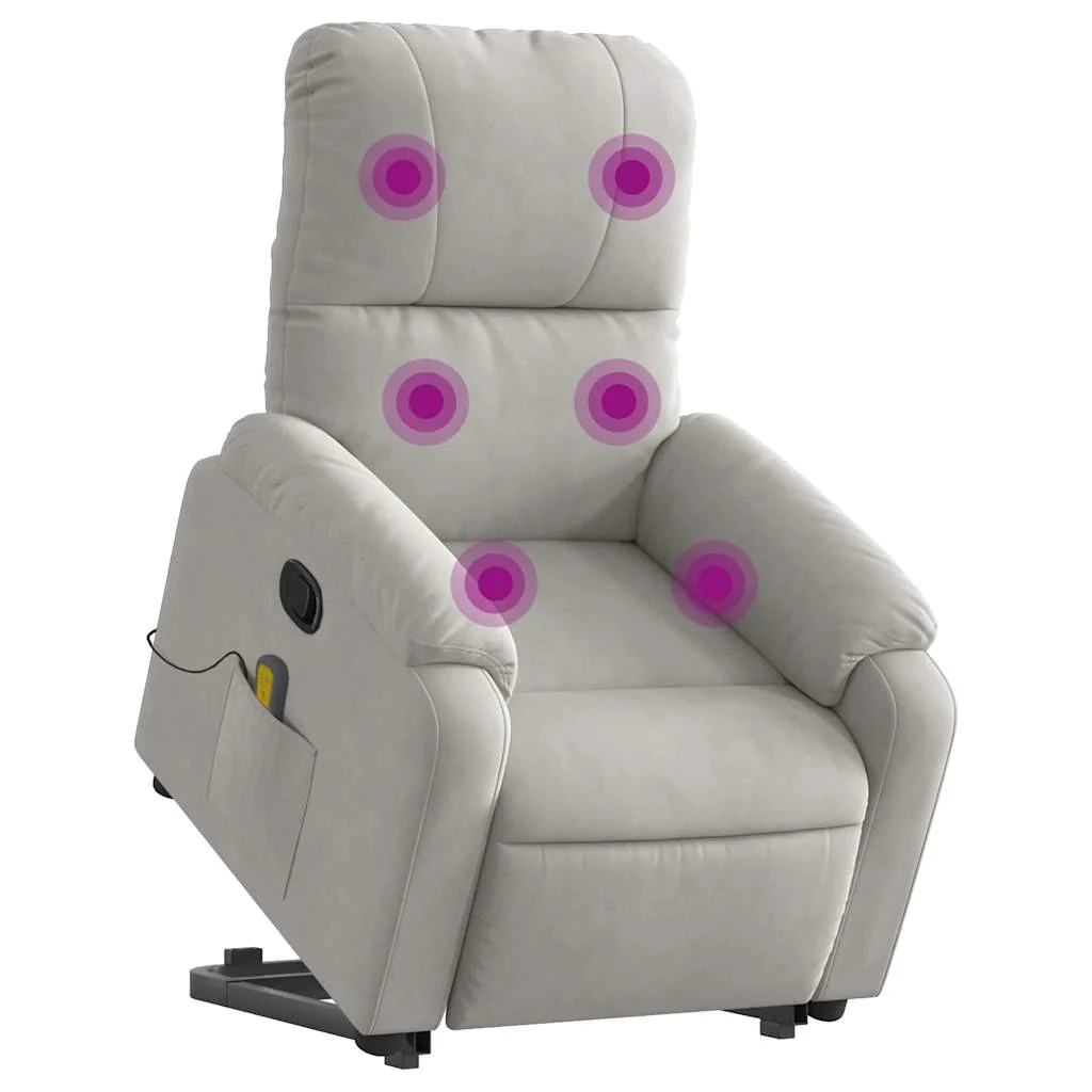 JUNG Vida Massagesessel Aufstehhilfe Hellgrau Mikrofasergewebe Relaxsessel Fernsehsessel - Image 3