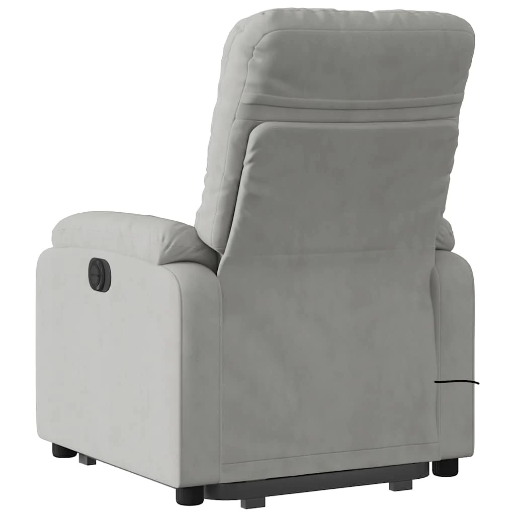 JUNG Vida Massagesessel Aufstehhilfe Hellgrau Mikrofasergewebe Relaxsessel Fernsehsessel - Image 5