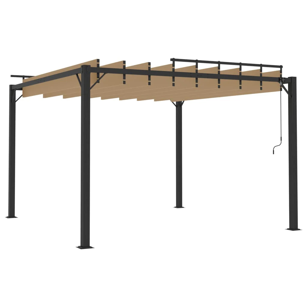 JUNG Vida Pergola Lamellendach Taupe Stoff Aluminium 3x4 m - Image 15