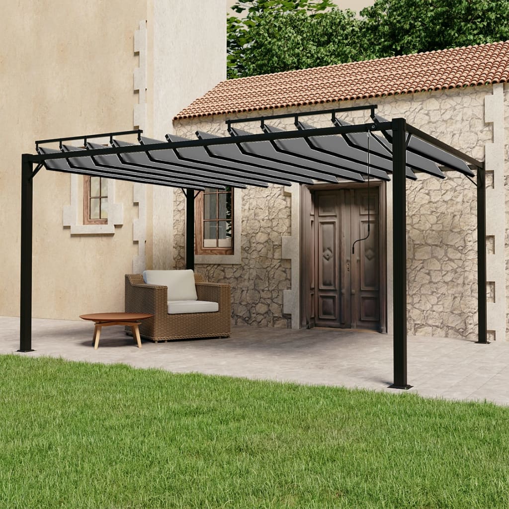 JUNG Vida Pergola Lamellendach Taupe Stoff Aluminium 3x4 m - Image 22