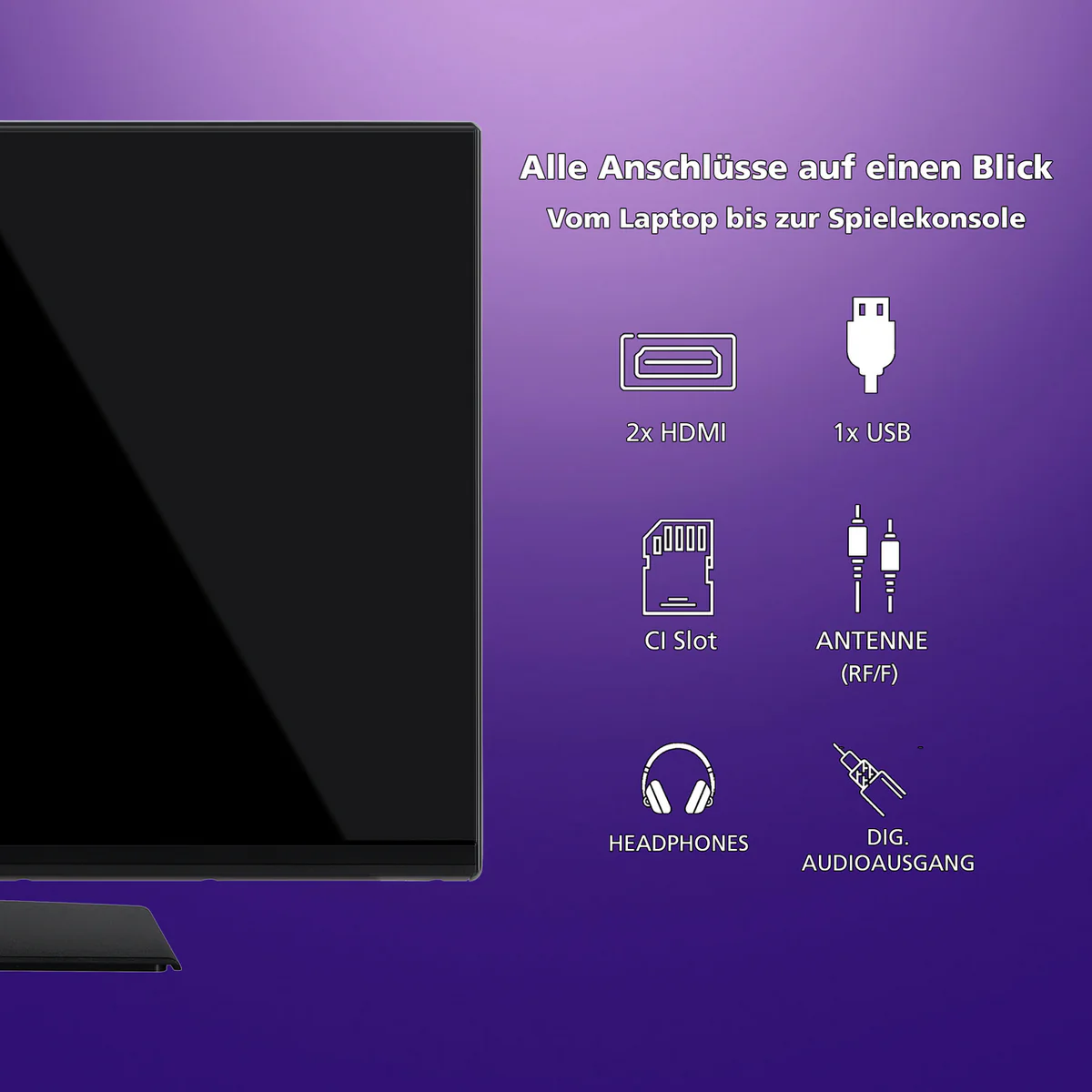 JVC LT-32VH4455 32 Zoll Fernseher (HD Ready, LED TV, Triple-Tuner) schwarz - Image 3