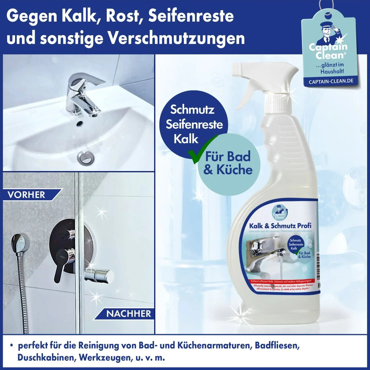 Kalk- und Schmutzentferner Spray für Bad & Küche, 650 ml - Image 3