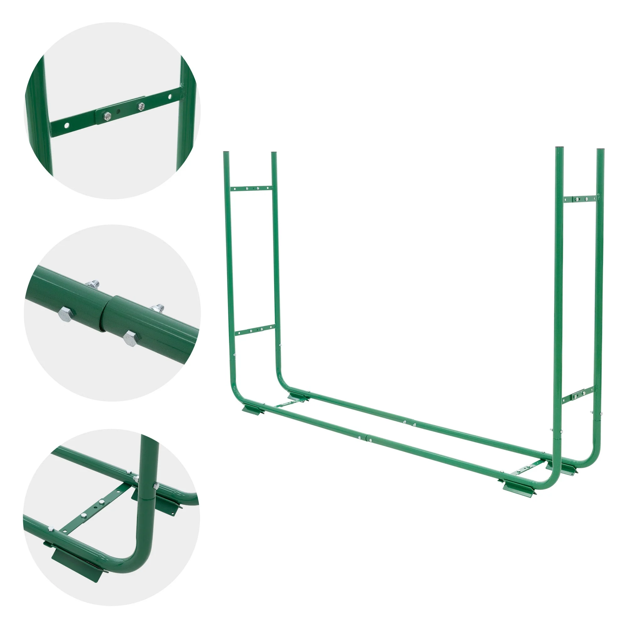 Kaminholzregal größenverstellbar 150-220 cm Länge 20-30 cm Breite Grün aus Metall - Image 3