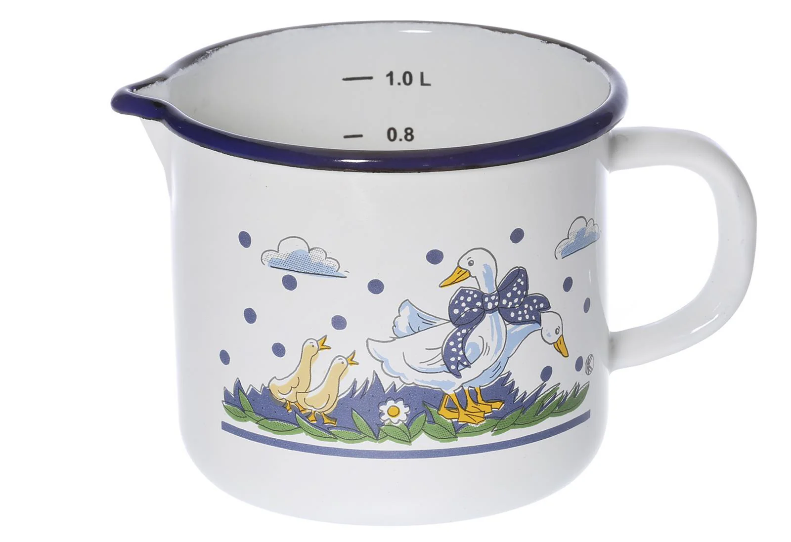 KARL KRÜGER Milchtopf Gänseglück mit Ausguss 1,25 Liter Ø12cm emailliert
