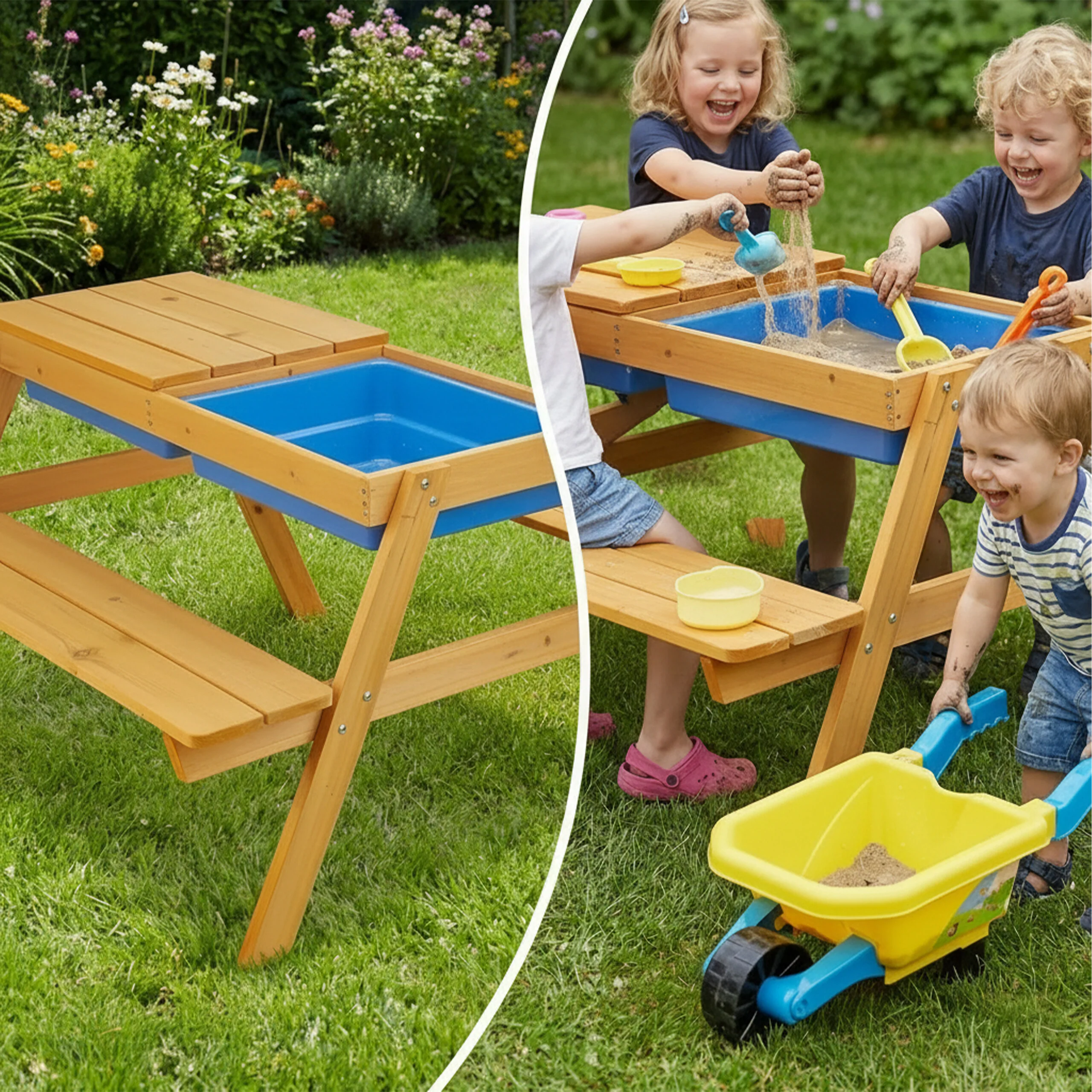 Kindersitzgruppe Holz mit Matschtisch - Image 2