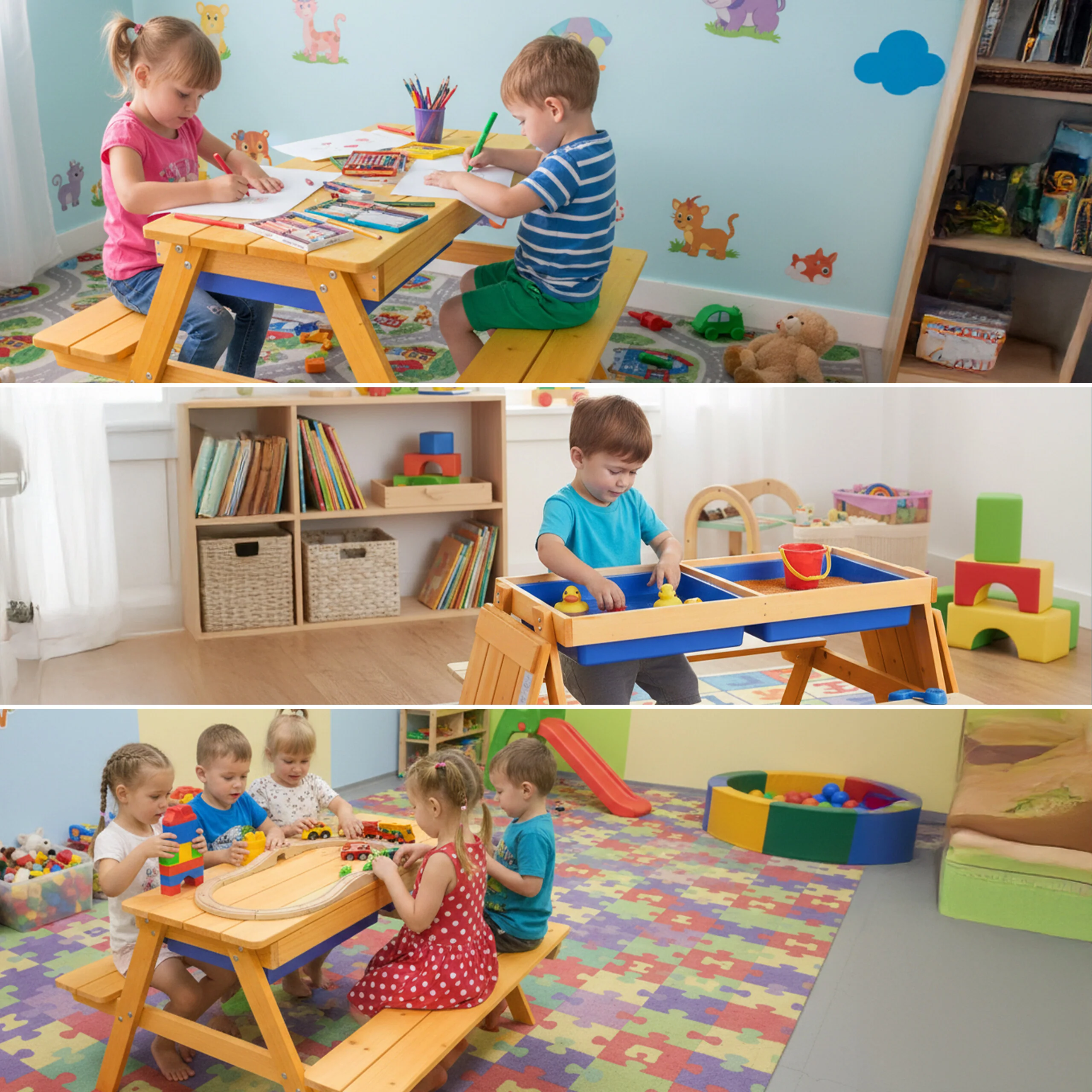 Kindersitzgruppe Holz mit Matschtisch - Image 5