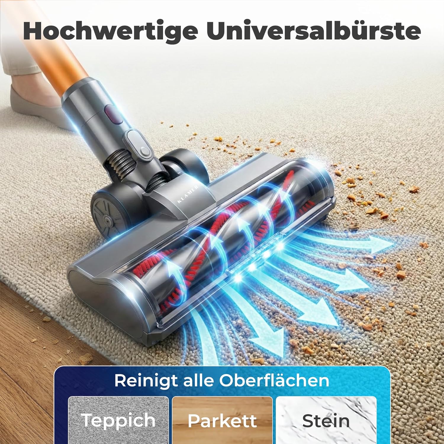 KLAMER Akku Staubsauger, 2-in-1 Staubsauger kabellos & Handstaubsauger - Image 8