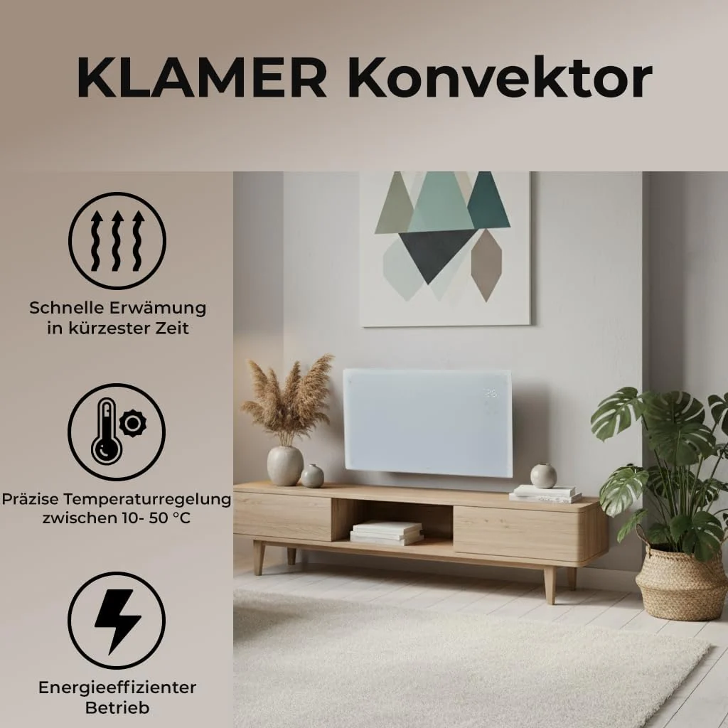 KLAMER Konvektor Pro 2500 W WLAN Heizgerät – Smart Konvektor mit App- & Timersteuerung - Image 10