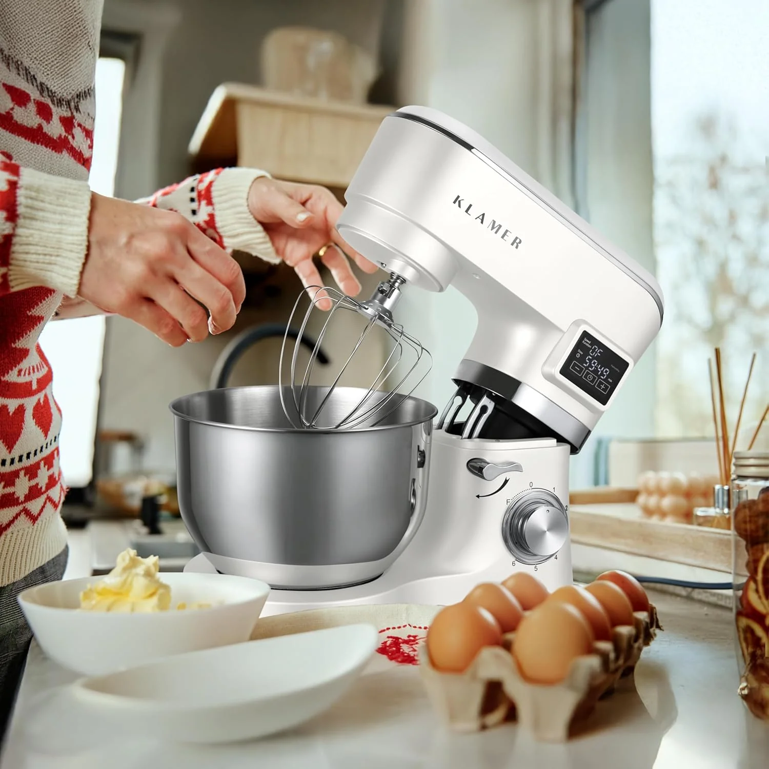 KLAMER Küchenmaschine Classic 1400 W – 5,5 L Rührschüssel, 3 Aufsätze - Image 32