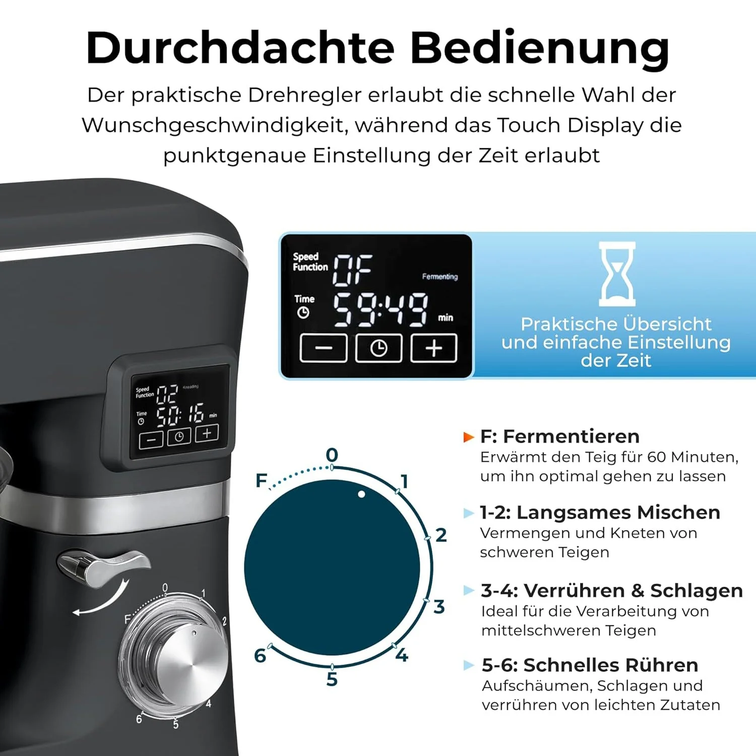 KLAMER Küchenmaschine Classic 1400 W – 5,5 L Rührschüssel, 3 Aufsätze - Image 35
